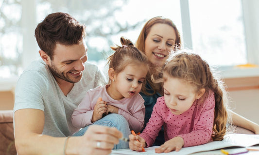 Parent helping autistic child with daily routine.